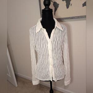 Astr White Lace Button Down Shirt